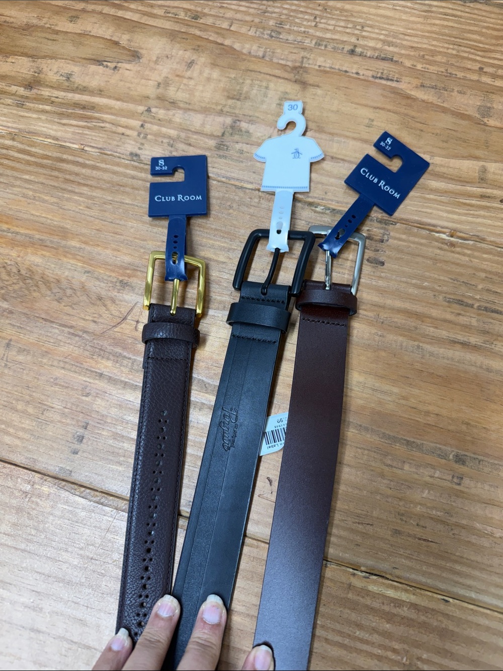 Original Penguin Men's Brown and Black Leather Belt Set - Classic Metal Buckles